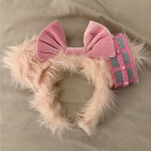 Disney Pink Chewbacca Ears with Silver Glitter Bow